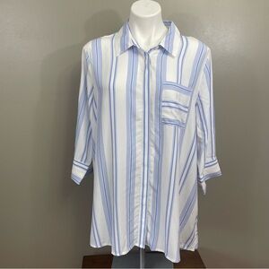 NWOT Soft Surroundings Large petite Stripe Button Down Long Sleeve Shirt